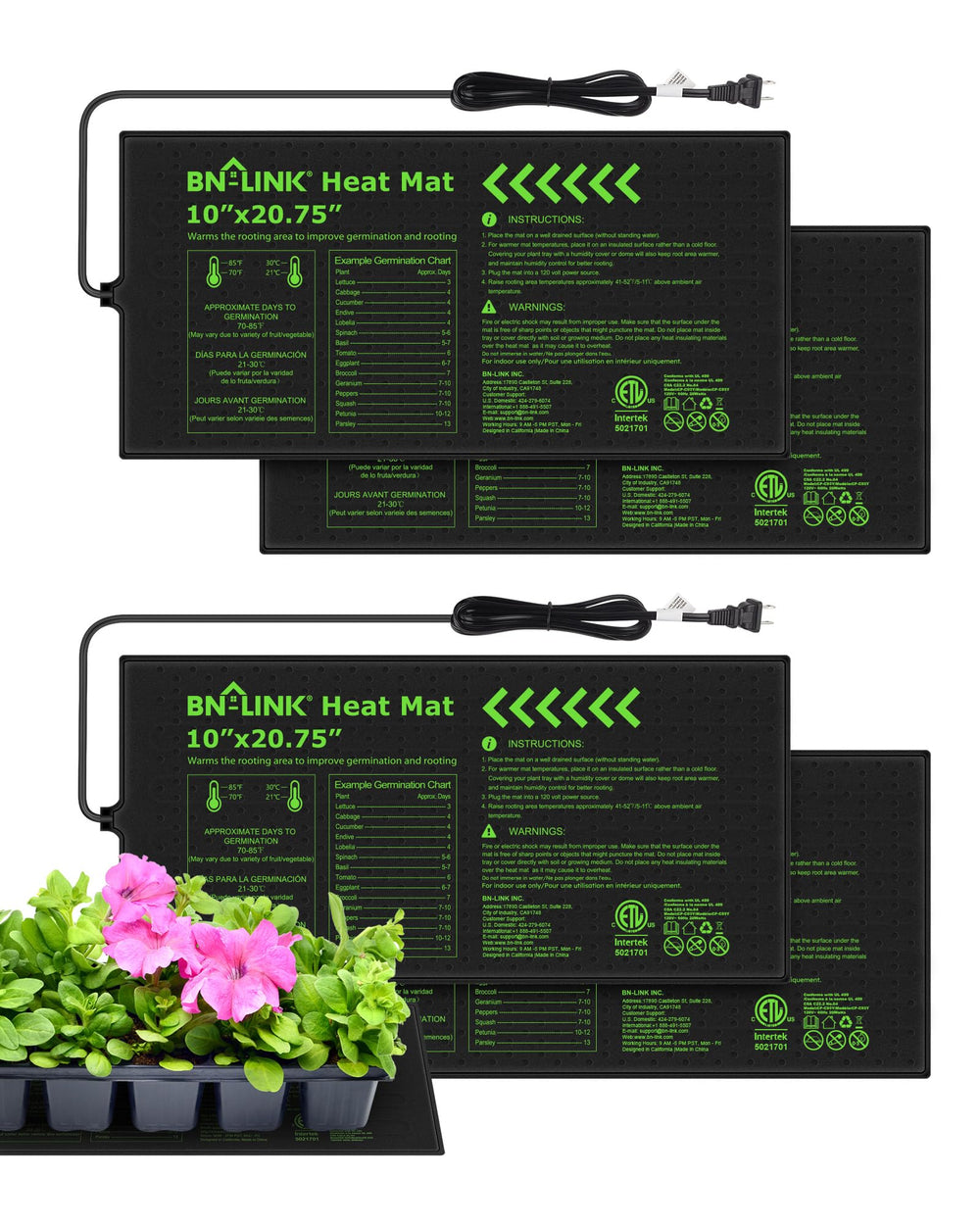 BN-LINK 10" x 20.75" Seedling Heat Mat front view