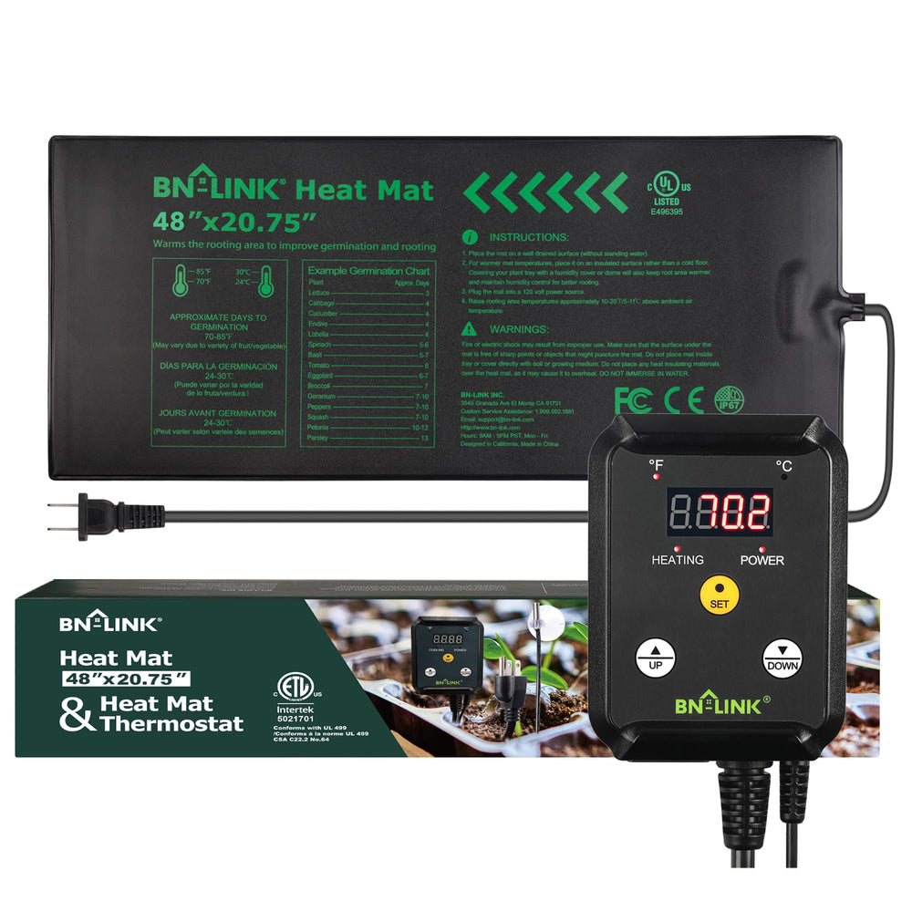 BN-LINK 48" x 20.75" Seedling Heat Mat with thermostat front view