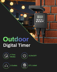 BN-LINK timer outlet with dual outlets and waterproof cover