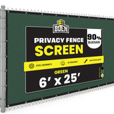 Boen Chain Link Fence Privacy Screen 6' x 25' Green front view