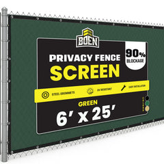 Boen Chain Link Fence Privacy Screen 6' x 25' Green front view