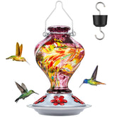 BOLITE Glass Hummingbird Feeder front view, purple raspberry color