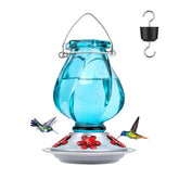 BOLITE Glass Hummingbird Feeder front view with blue colour