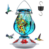 BOLITE Hummingbird Feeder blue glass front view