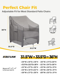 BOLTLINK Patio Chair Covers side view with adjustable straps