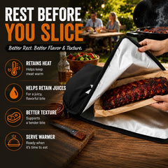 Bolycen BBQ Blanket 23-inch black model with meat inside