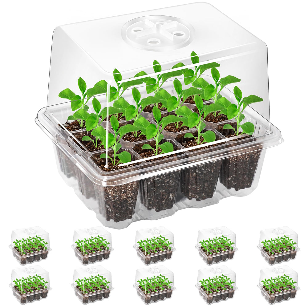 Bonviee 10-Pack Seed Starter Trays with tall clear dome