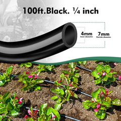 Bonviee irrigation tubing showing dimensions, 1/4 inch size