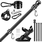 BONWIN 5 FT Black Flag Pole Kit with stainless steel finish