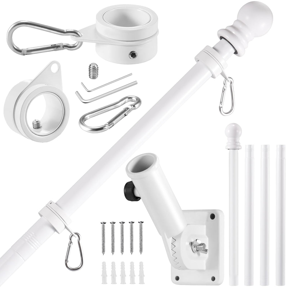 BONWIN 5 FT White Flag Pole Kit with stainless steel finish