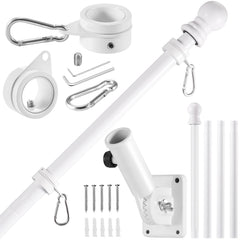 BONWIN 5 FT White Flag Pole Kit with stainless steel finish