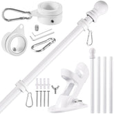 BONWIN 5FT White Flag Pole Kit with stainless steel bracket