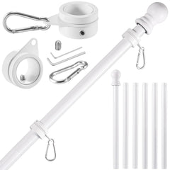 BONWIN 7.8 FT White Flag Pole Kit with adjustable sections