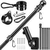 BONWIN Black Flagpole Kit front view with complete assembly