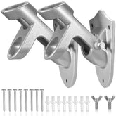 BONWIN Flag Pole Holder Bracket Silver - Front View