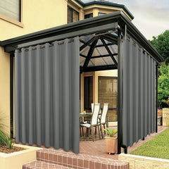 BONZER outdoor curtain grey front view with grommets