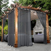 BONZER Outdoor Sheer Curtain Grey front view with grommets