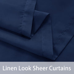 BONZER Sheer Curtains Navy hanging on patio