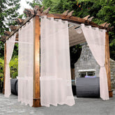 BONZER sheer outdoor curtain panel in blush colour front view