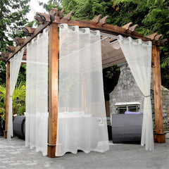 BONZER sheer outdoor curtains beige front view with grommets