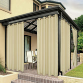 BONZER waterproof outdoor curtain in cream, front view