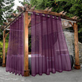 BONZER waterproof outdoor sheer curtain plum panel front view