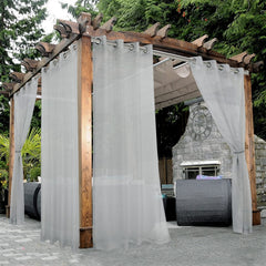 BONZER waterproof sheer outdoor curtains, cloud grey, front view