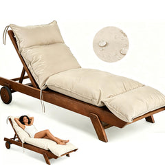 Bootuu Outdoor Chaise Lounge Chair Cushion front view, beige