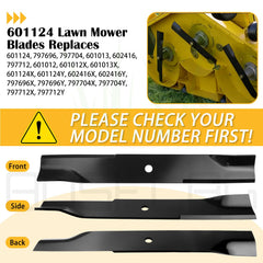 BOSFLAG Low Lift Mower Blades showing installation hardware kit