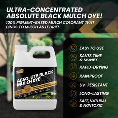 Bottle of 32oz Absolute Black Mulch Dye with label