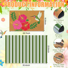 Bottom doormat size 23.6 x 35.4 inches with green and white pattern