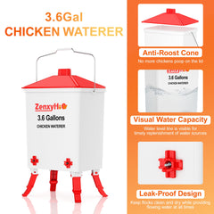 Bottom view of ZenxyHoC Chicken Waterer with foldable legs