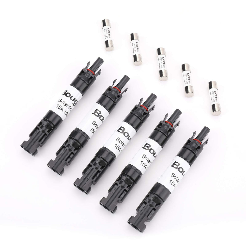 BougeRV 5PCS 15A Solar Fuse Holder pack front view