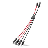 BougeRV Solar Parallel Connectors front view with black and red cables
