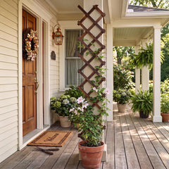 Bounmer Expandable Garden Trellis side view showcasing cedar wood