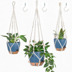 Bouqlife Macrame Hanging Planter Set with three different sizes