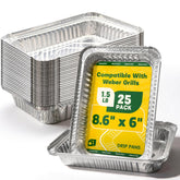Boxential Grill Drip Pans 25 Pack in aluminum, front view