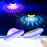 BOXPSII Pool Lights 2 Pack floating on water surface