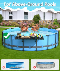 BoYata Pool Bar set up beside an above ground pool
