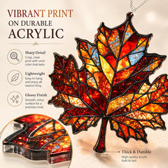 BOYESE Maple Leaf Suncatcher with light reflections