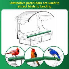 BPYOT Clear Acrylic Bird Feeder attached to window with birds feeding