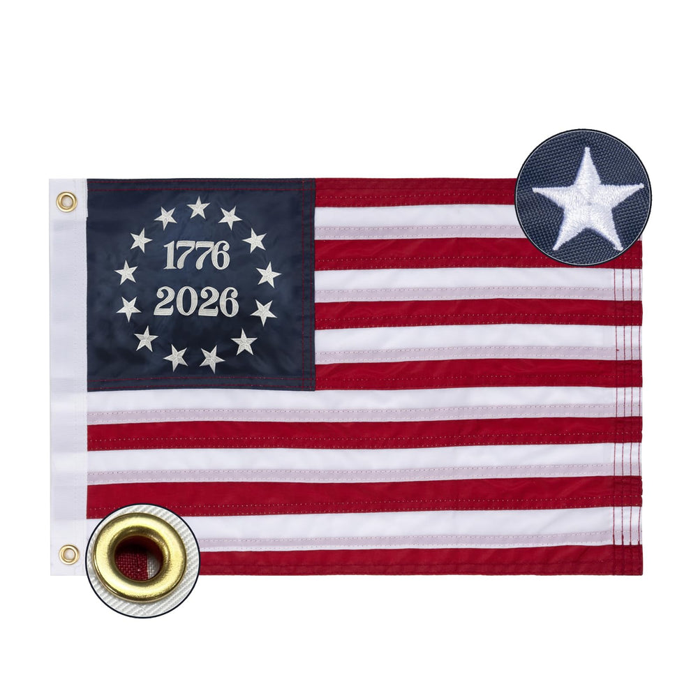 Bradford 1776 2026 Bennington USA Flag 12x18 inch front view