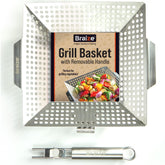 Braize Heavy-Duty Stainless Steel Grill Basket front view