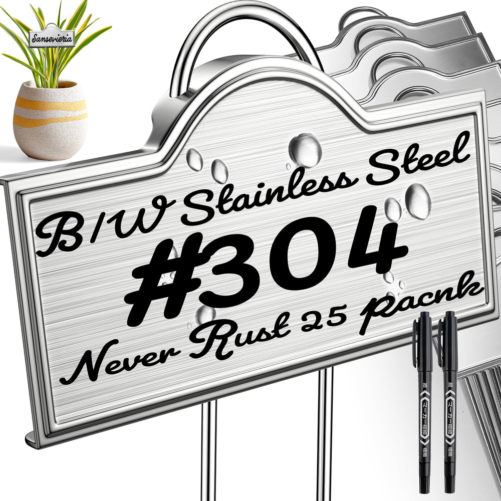Bravex Stainless Steel Plant Labels pack of 25 with markers