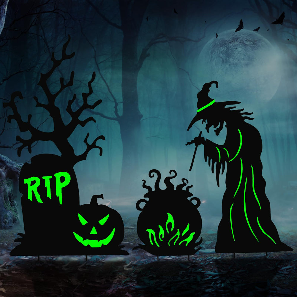 BRIGHTDECK Halloween witch yard sign with metal stake