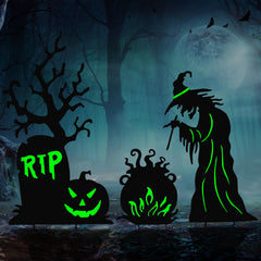 BRIGHTDECK Halloween witch yard sign with metal stake