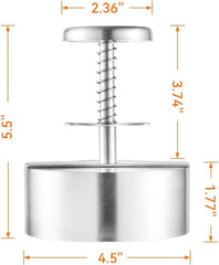 Brigii Burger Press 4.5 inch stainless steel with burgers
