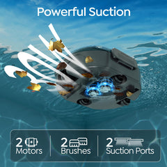 BRINBO S2 cleaning pool floor with debris