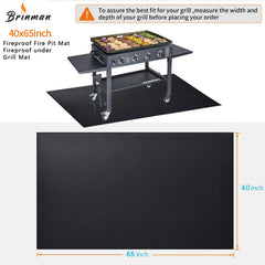 Brinman grill mat under a charcoal grill outdoors