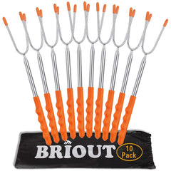 BRIOUT 45-inch marshmallow roasting stick with orange handle